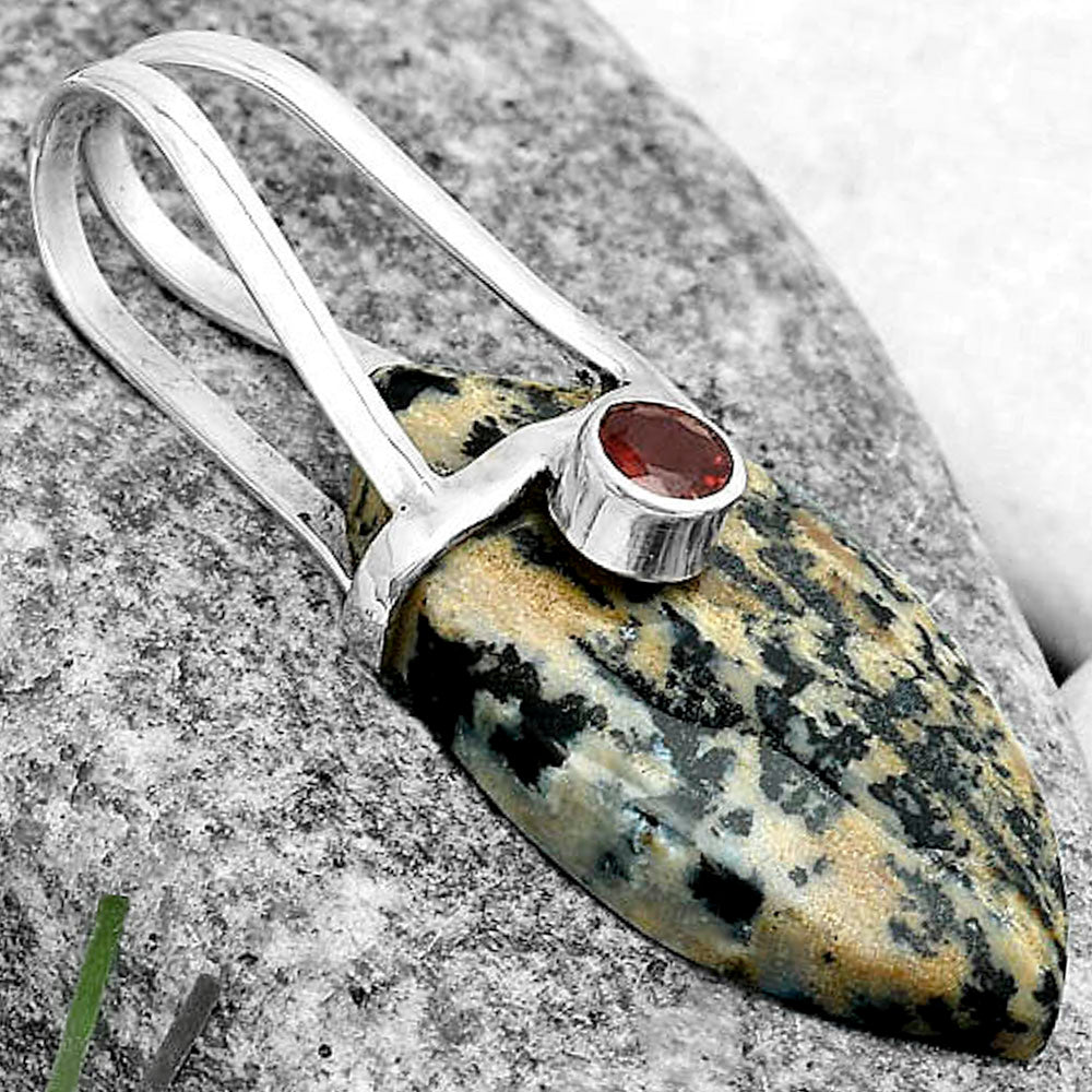 Russian Honey Dendrite Opal & Garnet Pendant P-1563 SDP121590