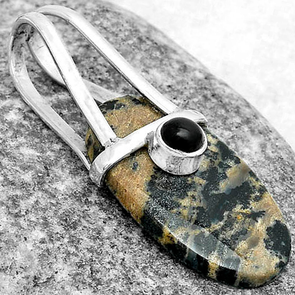 Russian Honey Dendrite Opal & Black Onyx Pendant P-1563 SDP121595