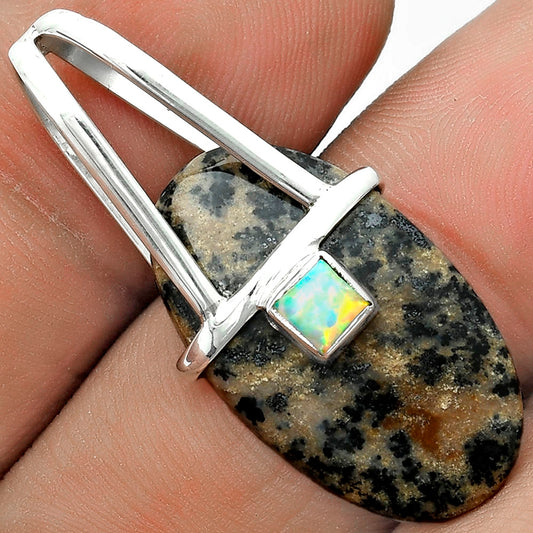 Russian Honey Dendrite Opal & Fire Opal Pendant P-1563 SDP121599