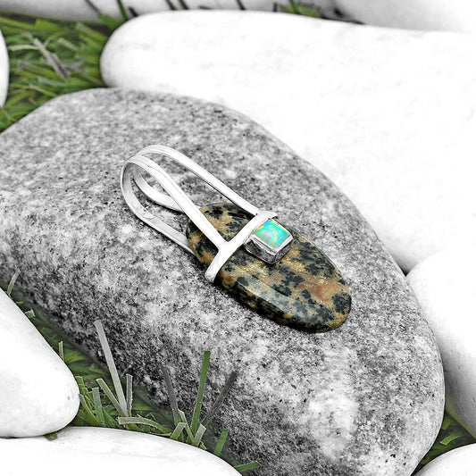 Russian Honey Dendrite Opal & Fire Opal Pendant P-1563 SDP121599