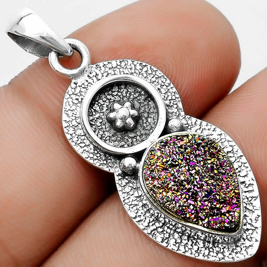 Natural Titanium Druzy Pendant P-1716 SDP121702