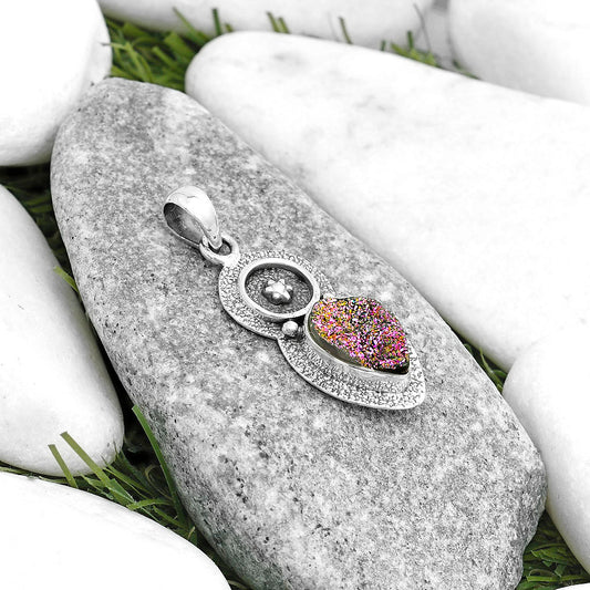 Natural Titanium Druzy Pendant P-1716 SDP121702