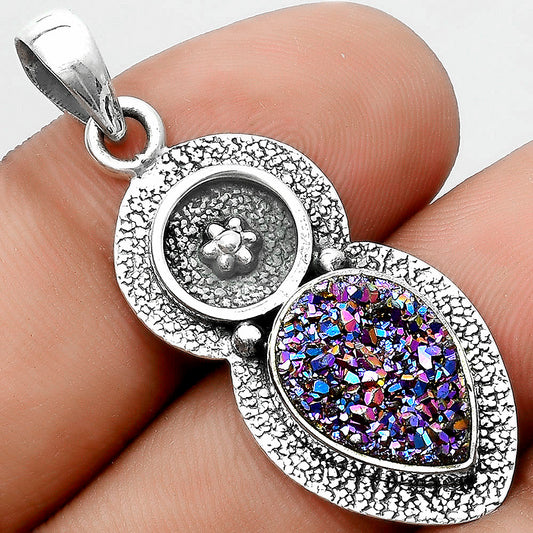 Natural Titanium Druzy Pendant P-1716 SDP121716