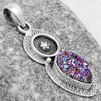 Natural Titanium Druzy Pendant P-1716 SDP121716