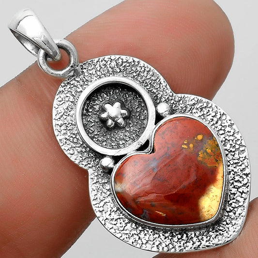 Heart Natural Red Moss Agate Pendant P-1716 SDP121722