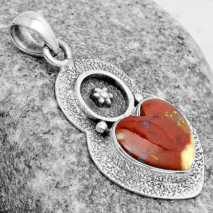 Heart Natural Red Moss Agate Pendant P-1716 SDP121722