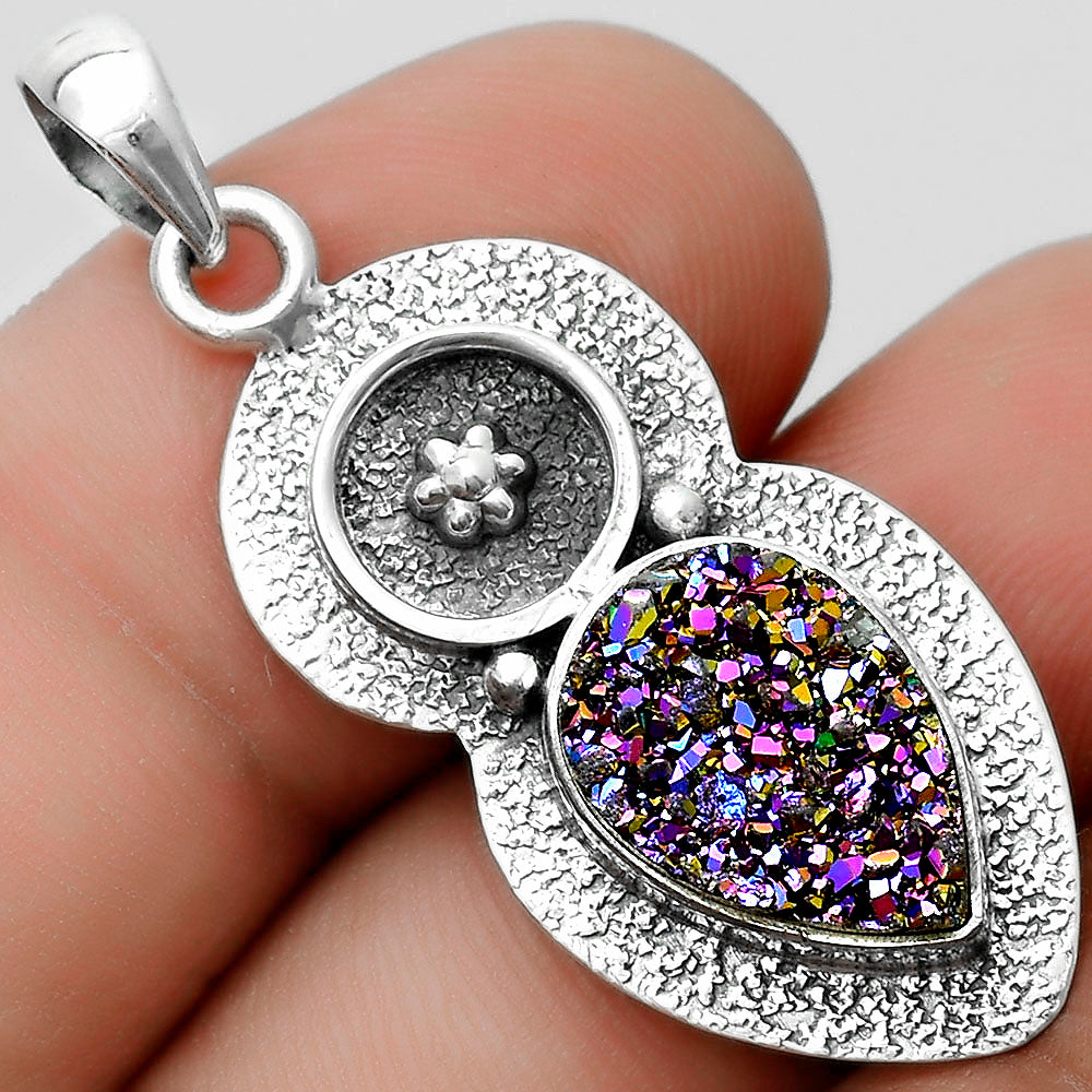Natural Titanium Druzy Pendant P-1716 SDP121723