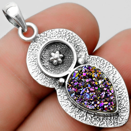 Natural Titanium Druzy Pendant P-1716 SDP121723