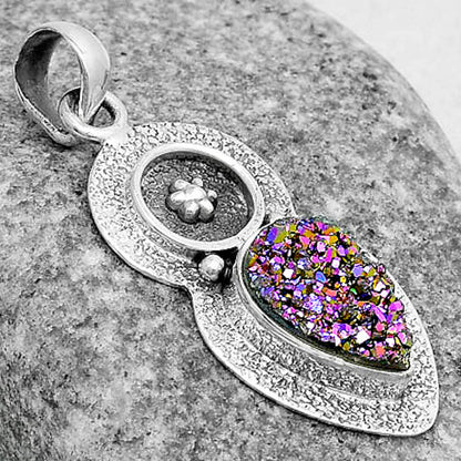 Natural Titanium Druzy Pendant P-1716 SDP121723