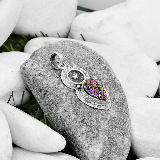 Natural Titanium Druzy Pendant P-1716 SDP121723