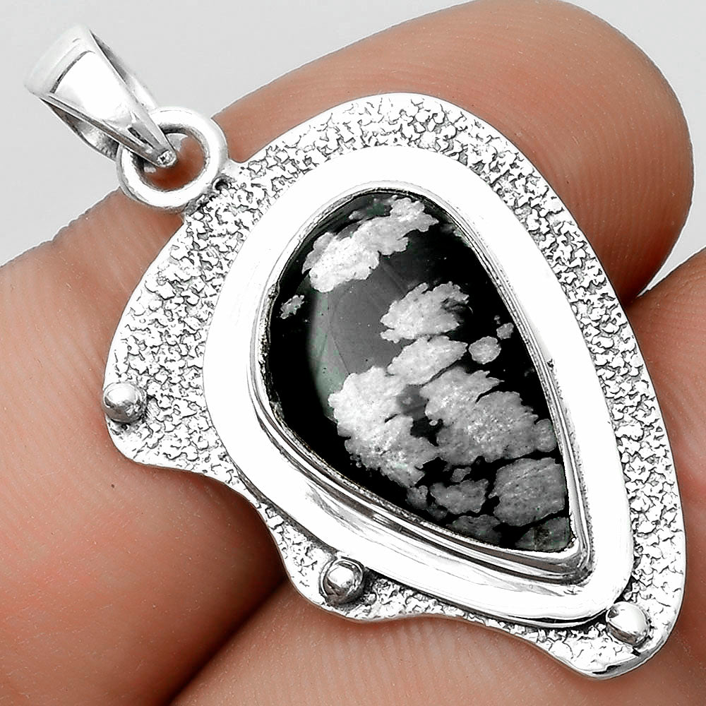 Natural Snow Flake Obsidian Pendant P-1498 SDP121759