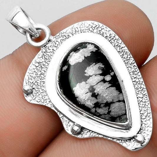 Natural Snow Flake Obsidian Pendant P-1498 SDP121759