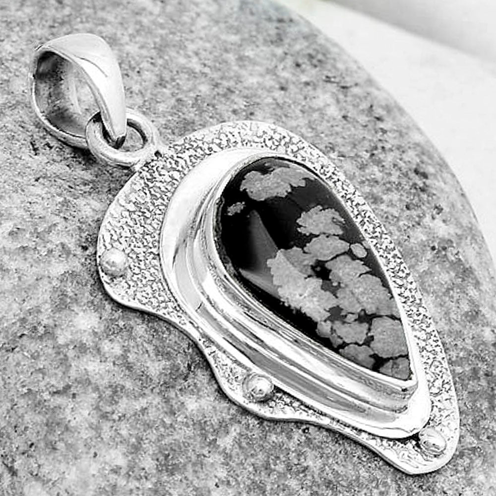 Natural Snow Flake Obsidian Pendant P-1498 SDP121759