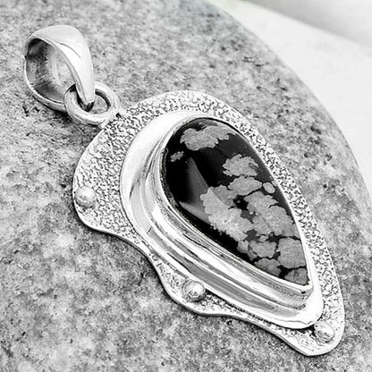 Natural Snow Flake Obsidian Pendant P-1498 SDP121759
