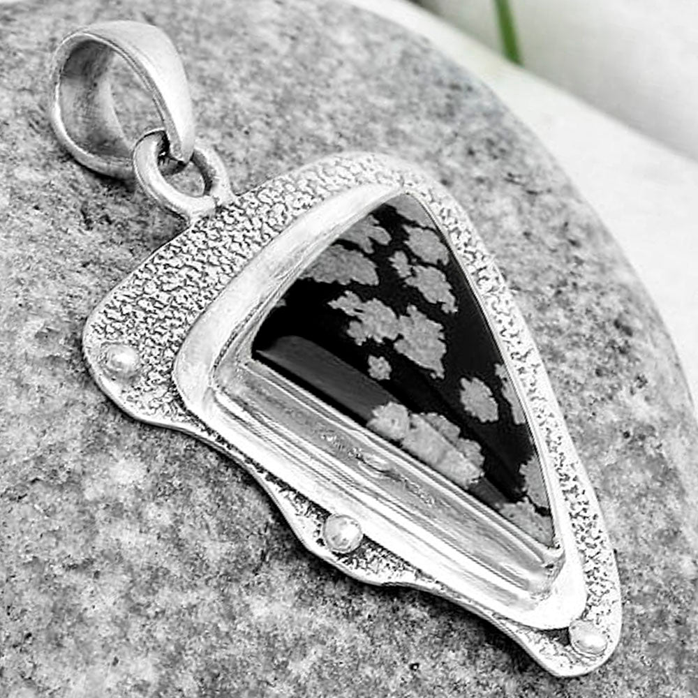 Natural Snow Flake Obsidian Pendant P-1498 SDP121760