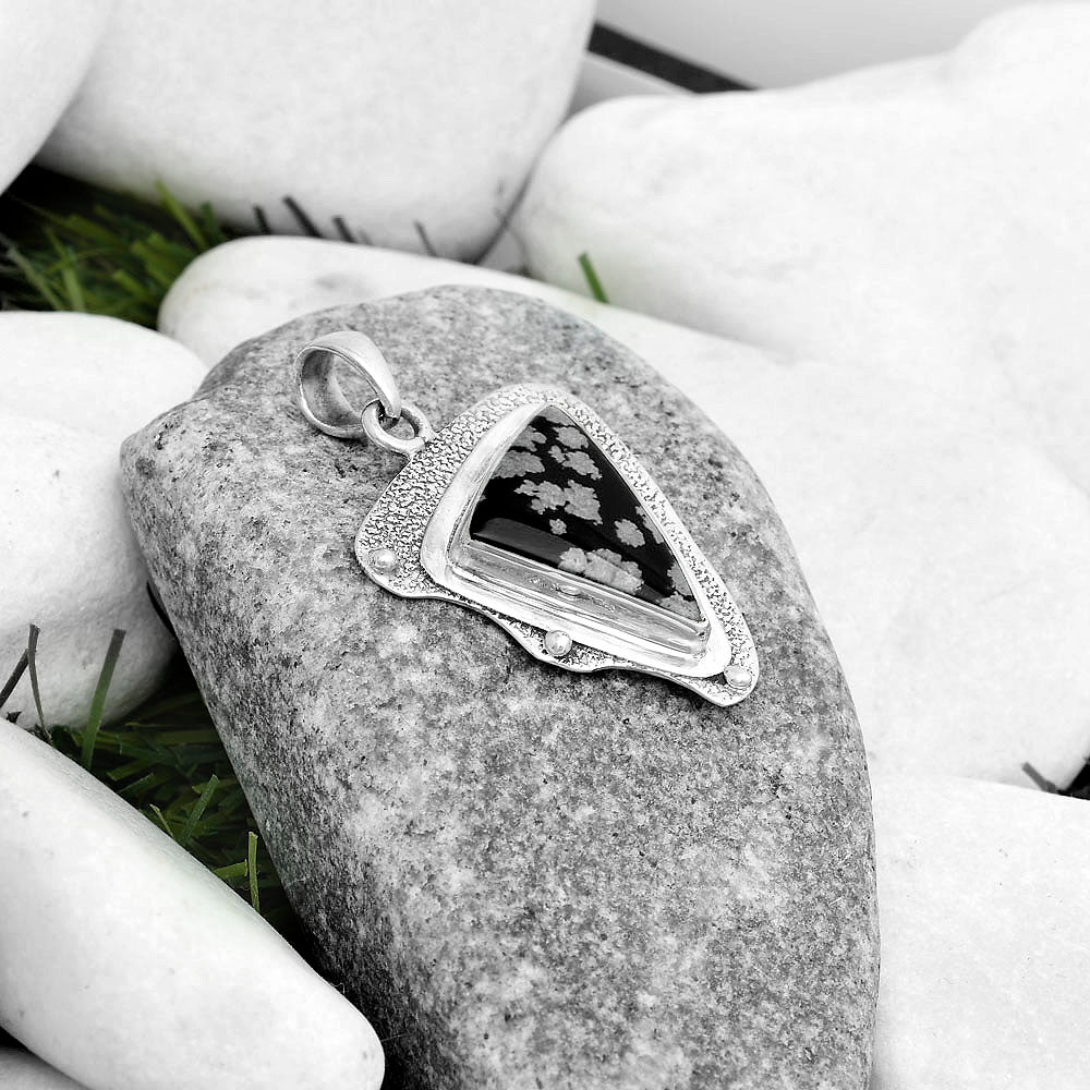 Natural Snow Flake Obsidian Pendant P-1498 SDP121760