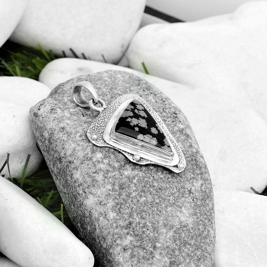 Natural Snow Flake Obsidian Pendant P-1498 SDP121760