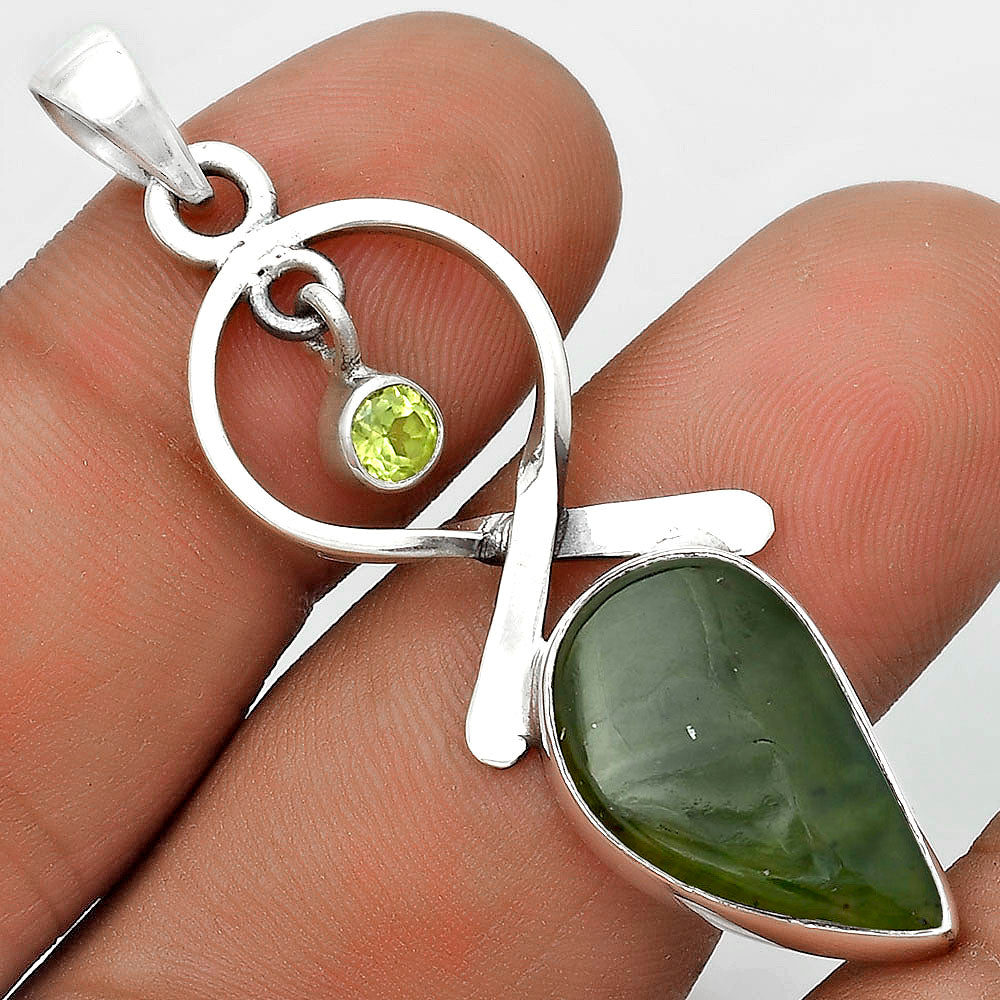 Natural Chrome Chalcedony & Peridot Pendant P-1048 SDP121842