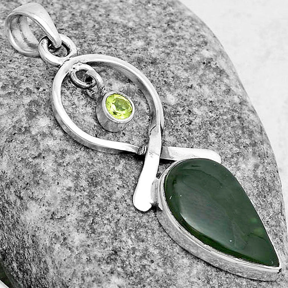 Natural Chrome Chalcedony & Peridot Pendant P-1048 SDP121842