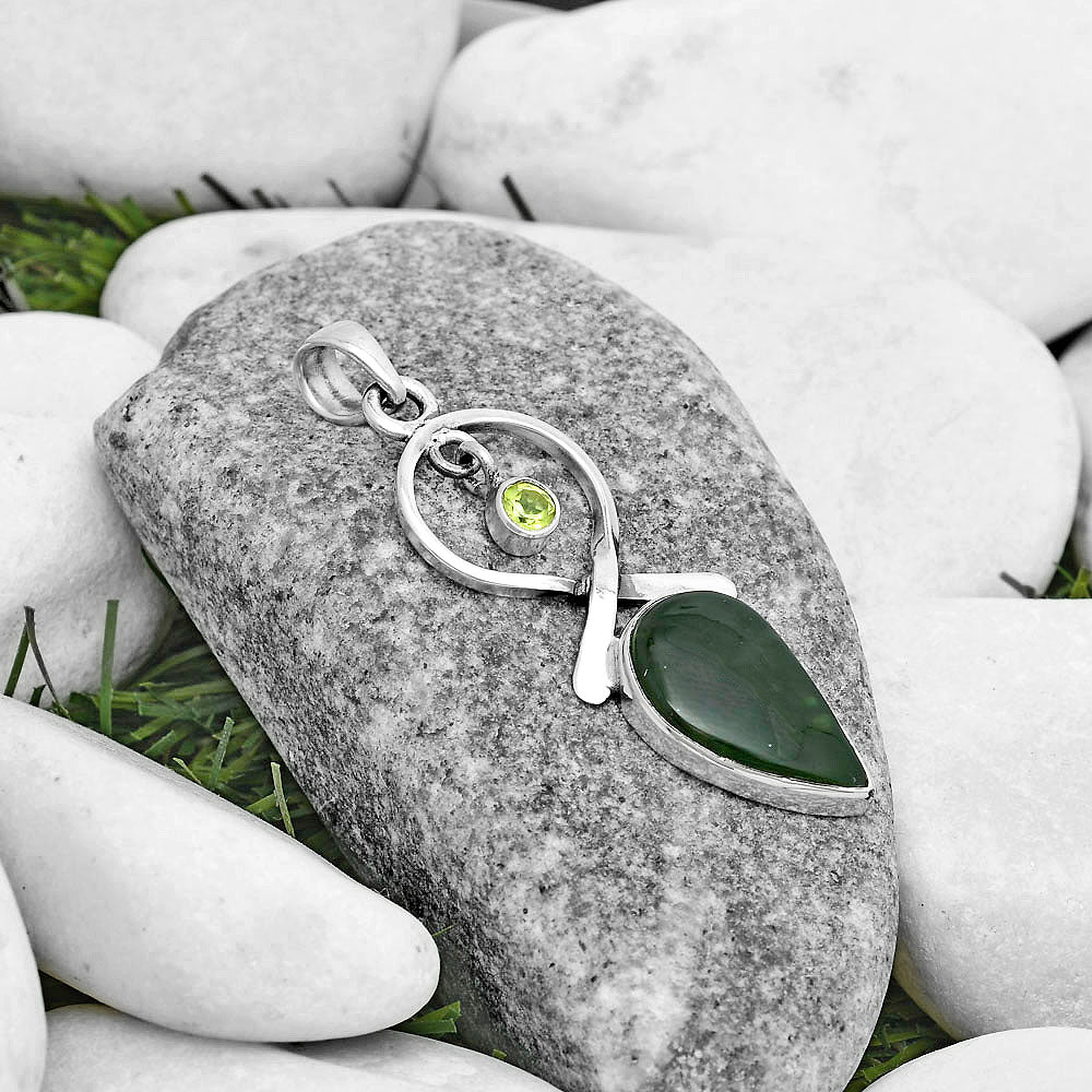 Natural Chrome Chalcedony & Peridot Pendant P-1048 SDP121842