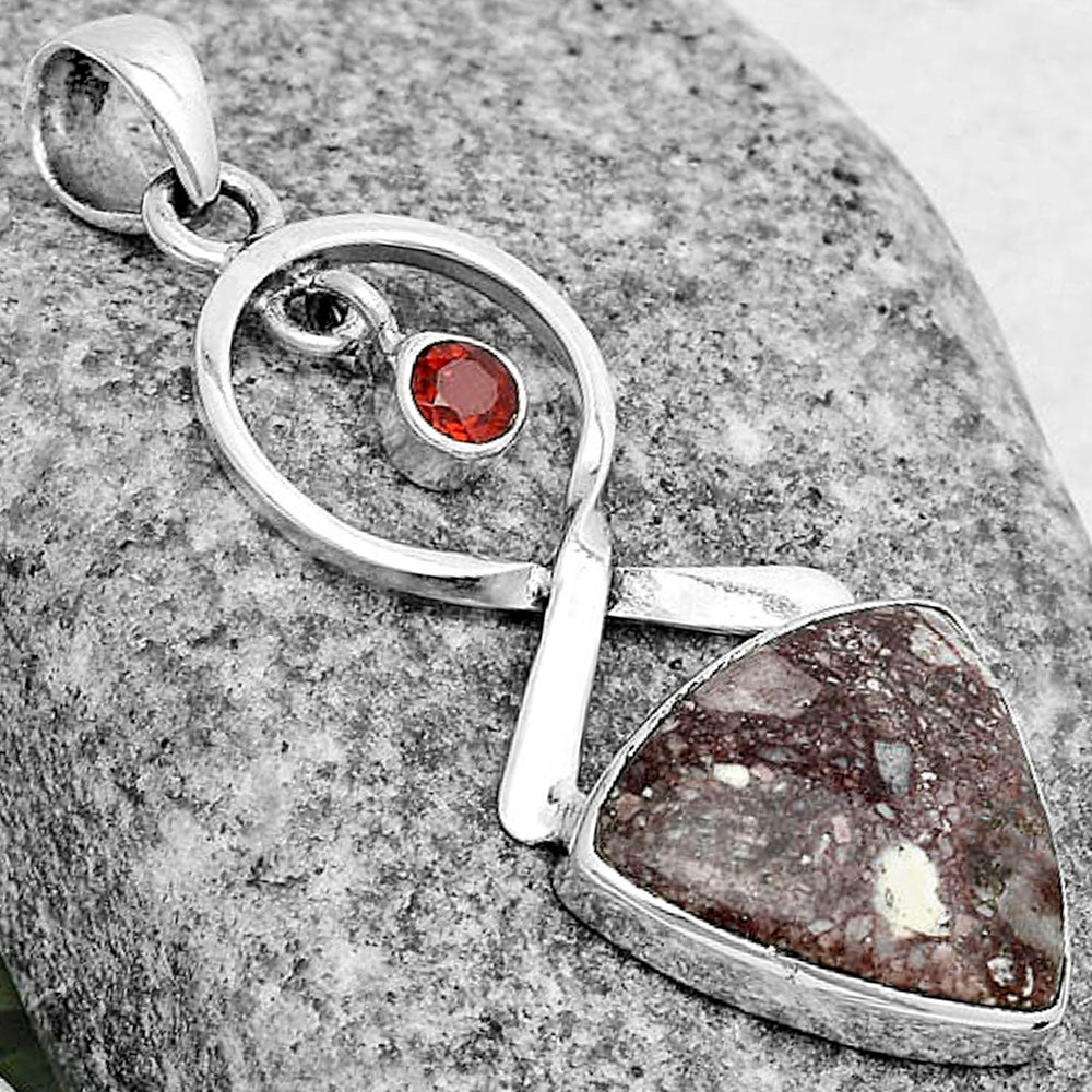 Natural Wild Horse Jasper & Garnet Pendant P-1048 SDP121845