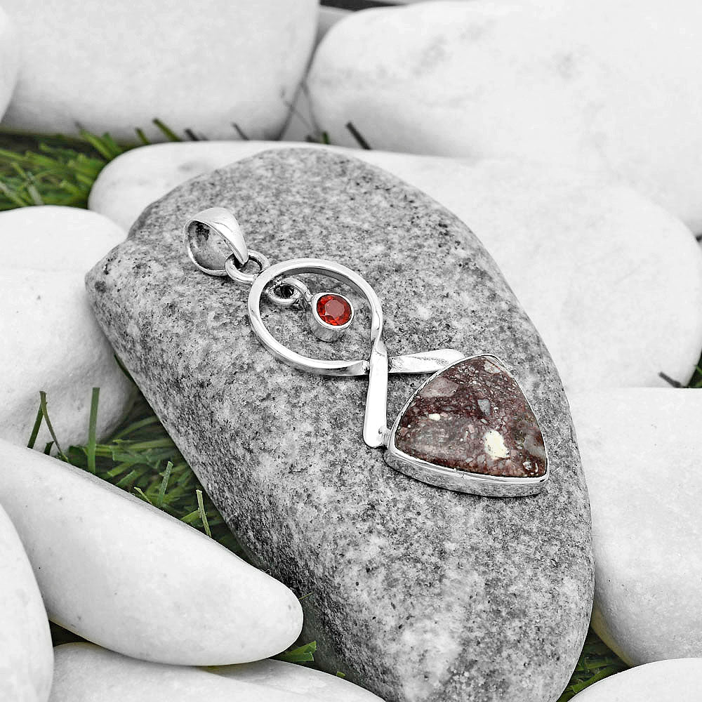 Natural Wild Horse Jasper & Garnet Pendant P-1048 SDP121845