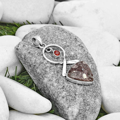 Natural Wild Horse Jasper & Garnet Pendant P-1048 SDP121845