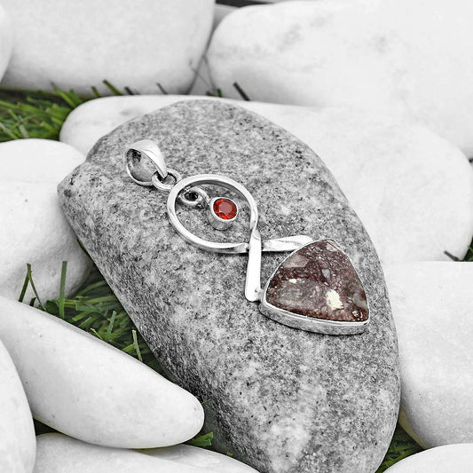 Natural Wild Horse Jasper & Garnet Pendant P-1048 SDP121845