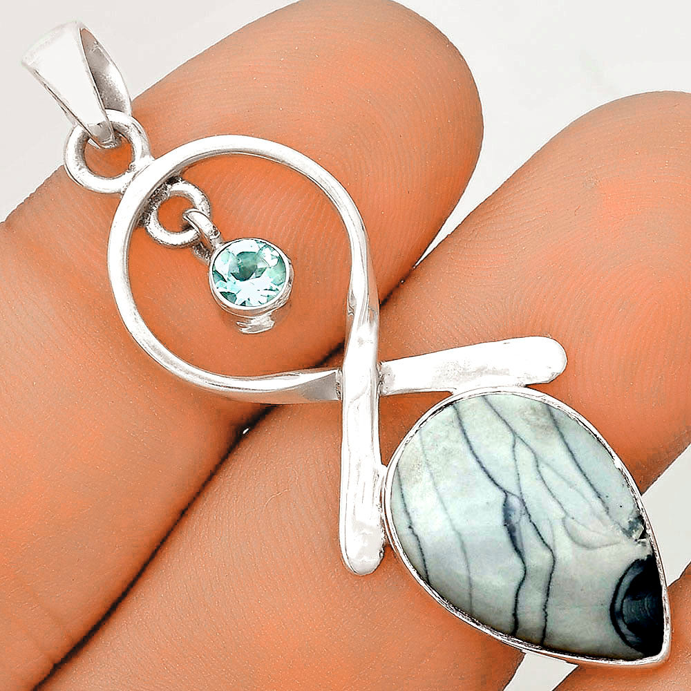 Natural Picasso Jasper & Sky Blue Topaz Pendant P-1048 SDP121846
