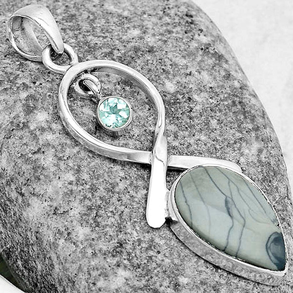 Natural Picasso Jasper & Sky Blue Topaz Pendant P-1048 SDP121846