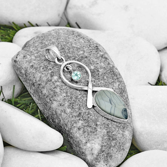 Natural Picasso Jasper & Sky Blue Topaz Pendant P-1048 SDP121846
