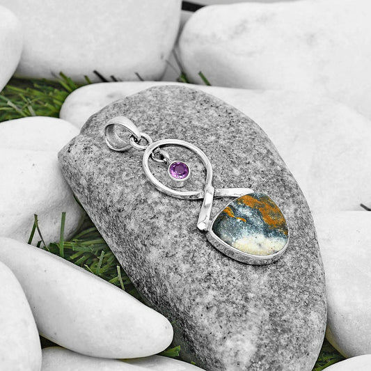 Indian Blanket Jasper & Amethyst Pendant P-1048 SDP121847