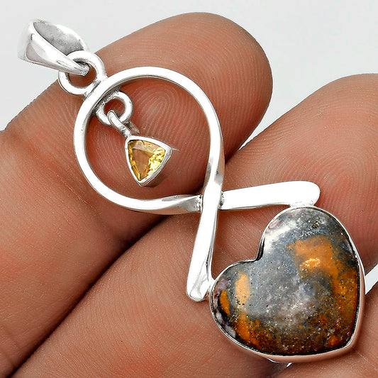 Heart Indian Blanket Jasper & Citrine Pendant P-1048 SDP121851