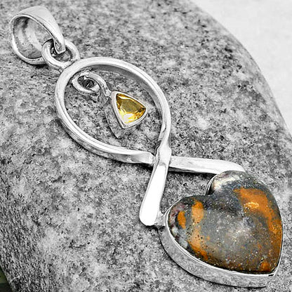 Heart Indian Blanket Jasper & Citrine Pendant P-1048 SDP121851