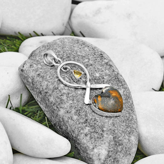 Heart Indian Blanket Jasper & Citrine Pendant P-1048 SDP121851