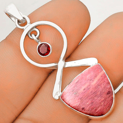Natural Pink Tulip Quartz & Garnet Pendant P-1048 SDP121852