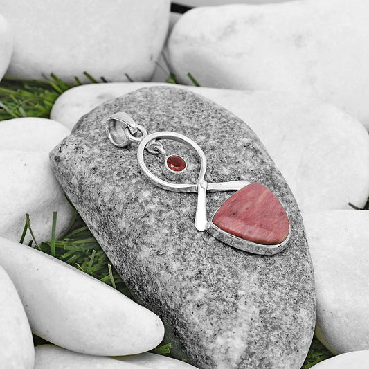 Natural Pink Tulip Quartz & Garnet Pendant P-1048 SDP121852