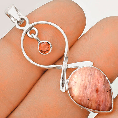 Natural Pink Tulip Quartz & Garnet Pendant P-1048 SDP121858