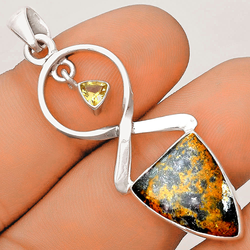 Natural Indian Blanket Jasper & Citrine Pendant P-1048 SDP121863