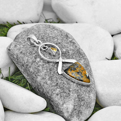 Natural Indian Blanket Jasper & Citrine Pendant P-1048 SDP121863