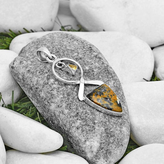 Natural Indian Blanket Jasper & Citrine Pendant P-1048 SDP121863