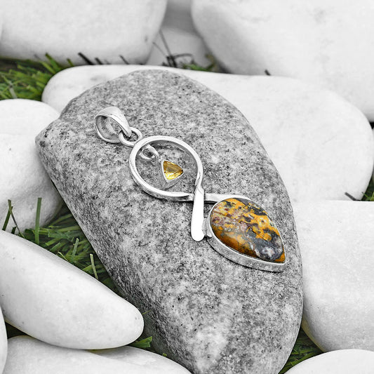 Natural Indian Blanket Jasper & Citrine Pendant P-1048 SDP121870