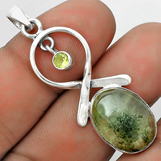 Natural Prehnite & Peridot Pendant P-1048 SDP121873