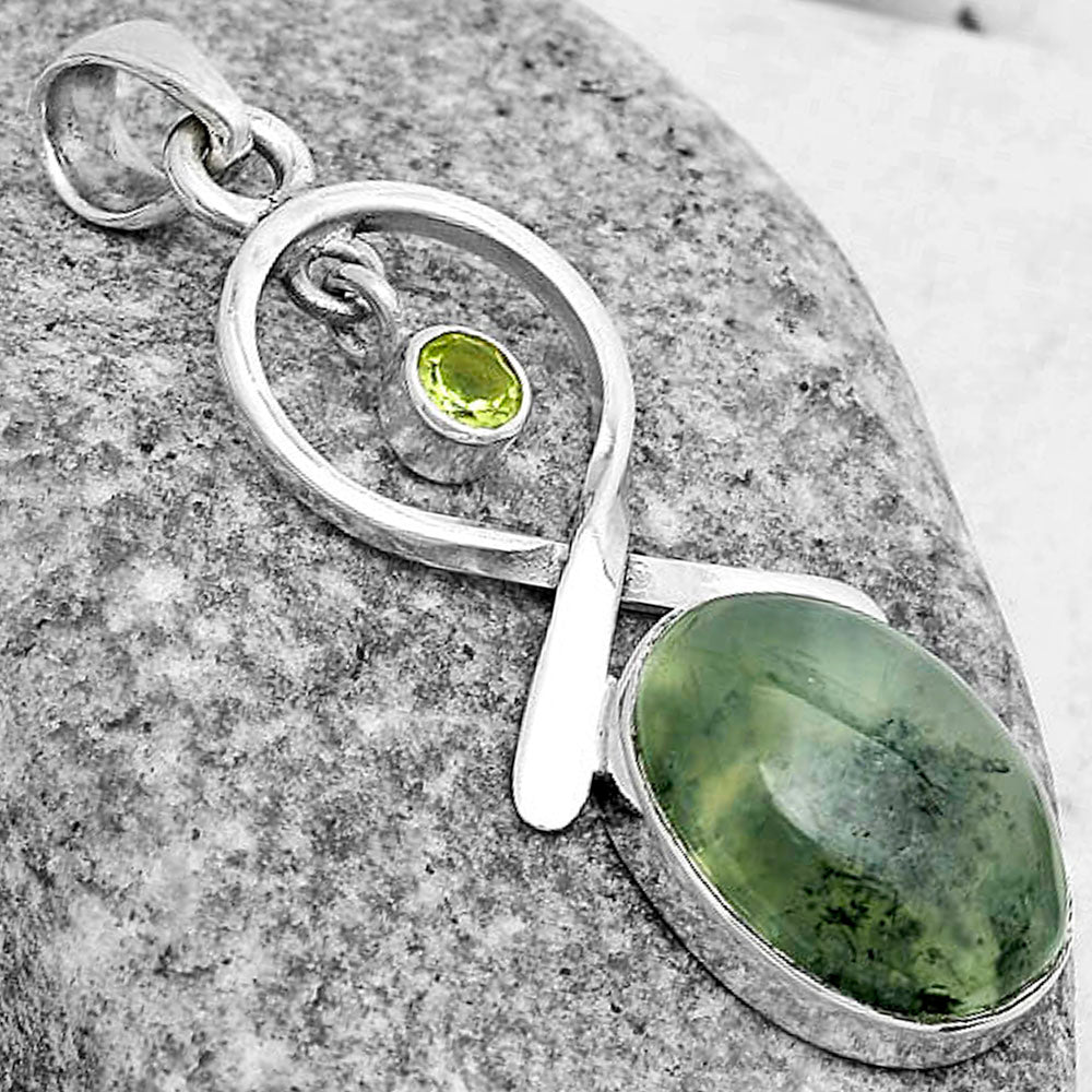 Natural Prehnite & Peridot Pendant P-1048 SDP121873
