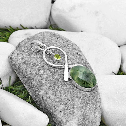 Natural Prehnite & Peridot Pendant P-1048 SDP121873