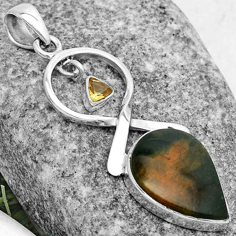 Turkish Rainforest Chrysocolla & Citrine Pendant P-1048 SDP121874