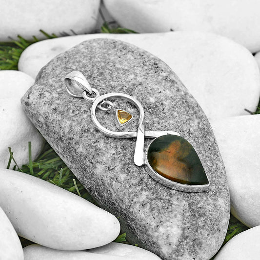 Turkish Rainforest Chrysocolla & Citrine Pendant P-1048 SDP121874