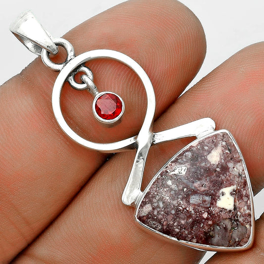 Natural Wild Horse Jasper & Garnet Pendant P-1048 SDP121882