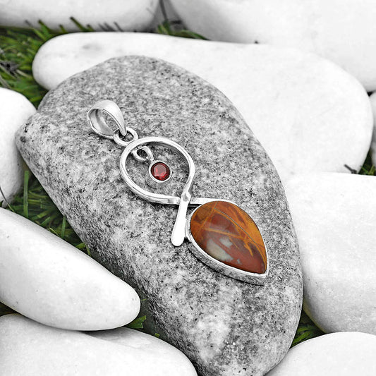 Natural Noreena Jasper & Garnet Pendant P-1048 SDP121883