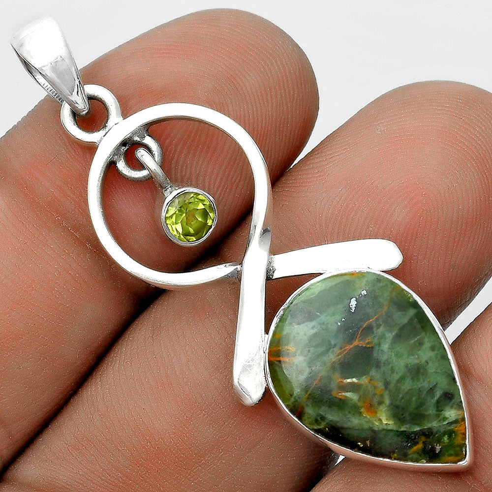 Turkish Rainforest Chrysocolla & Peridot Pendant P-1048 SDP121884